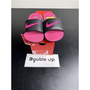 Nike Size 7Y Little Kid Big Kid Black Vivid PInk Kawa Slide Sandals  DD8519-001